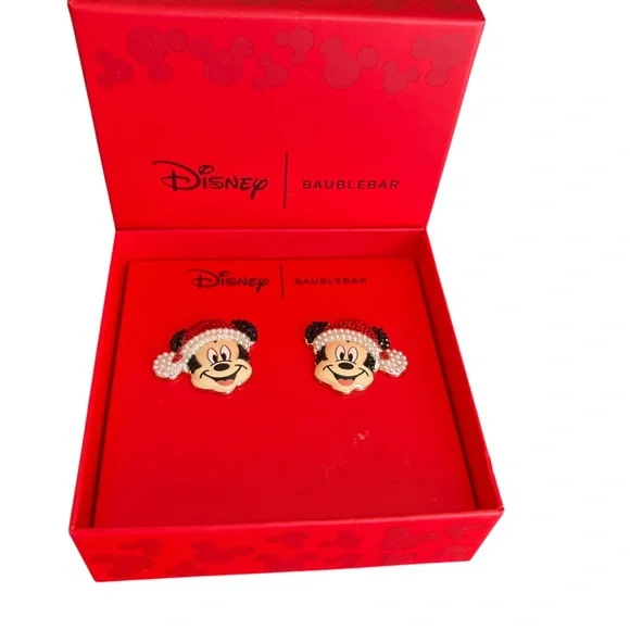 Disney Red & Black Rhinestone Minnie Holiday Stud Earrings - Picture 3 of 3